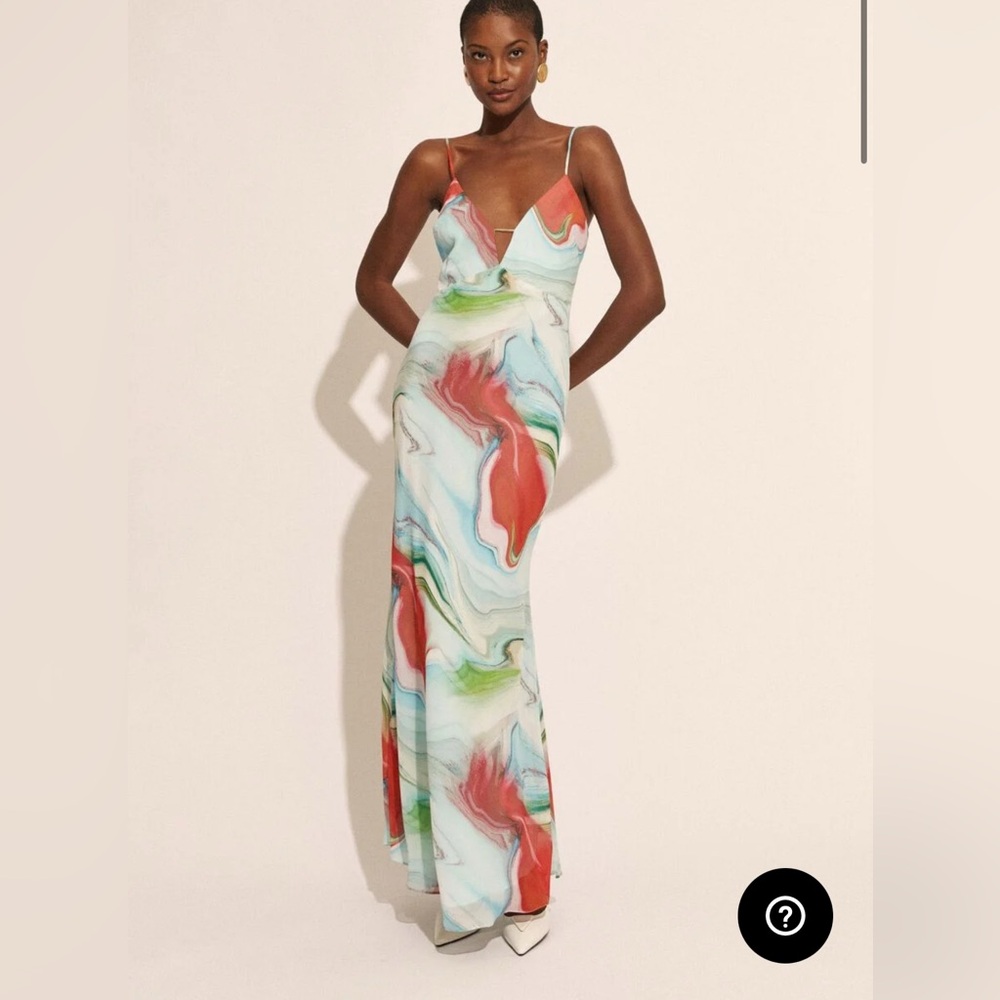 Bardot Suri Maxi Slip Dress In Blue Tie Dye XL (10) NWT